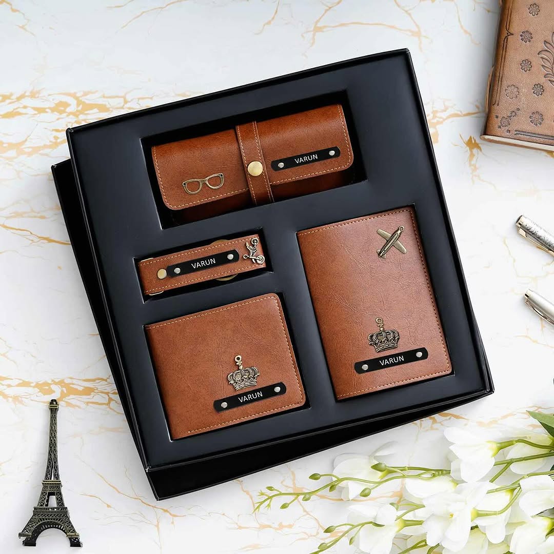 🧔 Men’s Premium 4-Piece Combo Set – Vegan Leather Edition