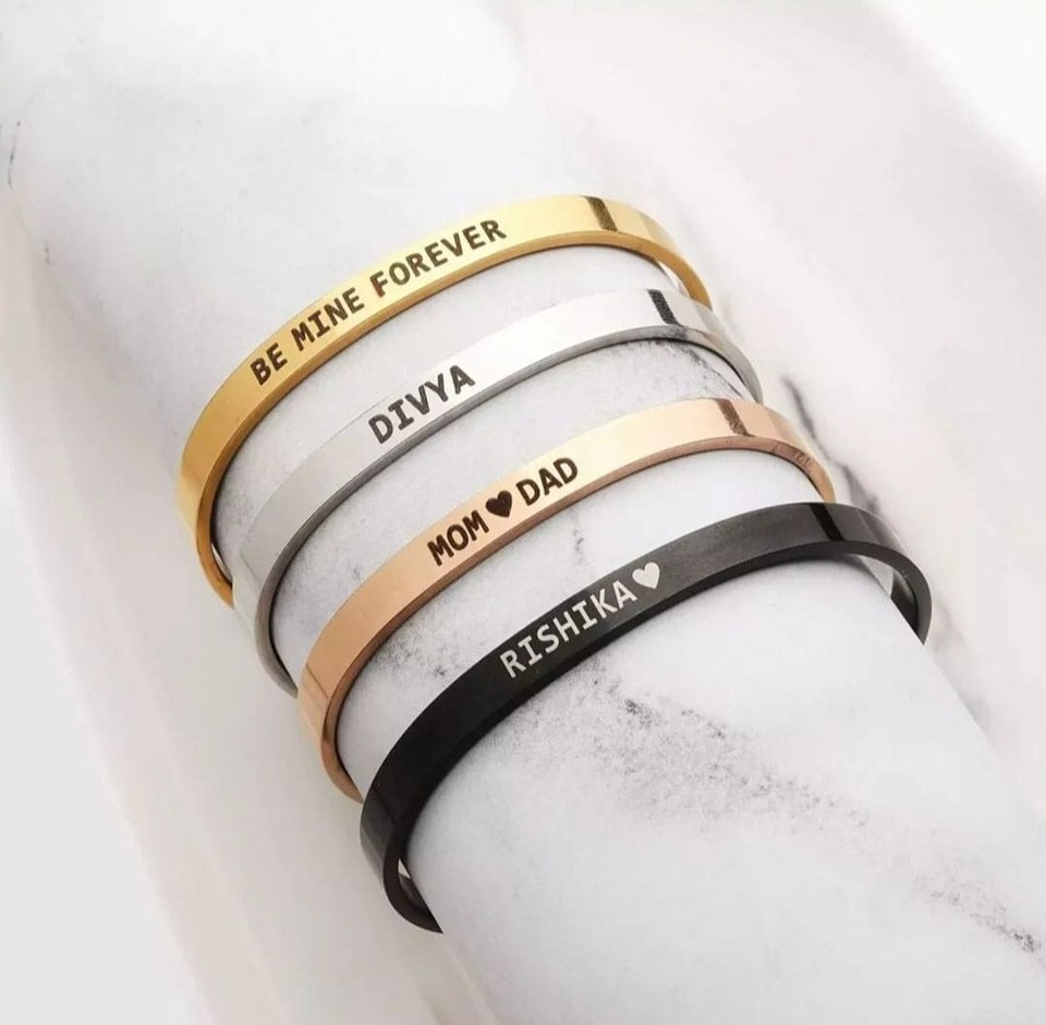 Personalized Metal Kada Bracelet – Custom Stainless Steel Band